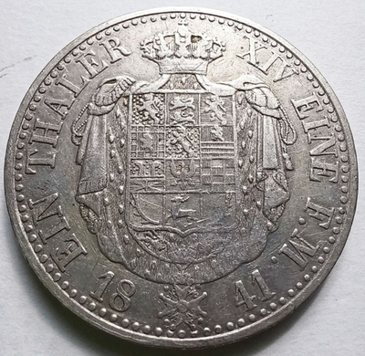#ad #ad 1841 Brunswick Wilhelm Silver Thaler KM 1131 Dav 632 German States VF Details $124.50