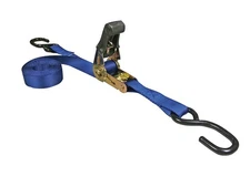 Erickson 01415 Blue 1 x 10' Rubber Handle Ratcheting Tie-Down Strap, 1200 lb Loa