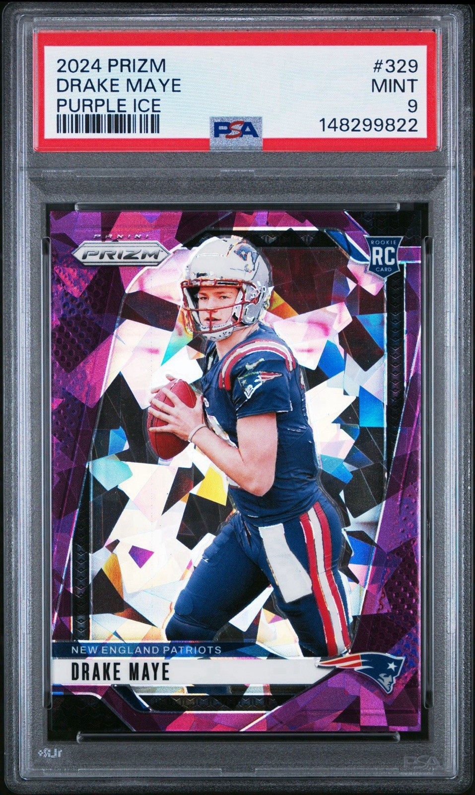 2024 Panini Prizm - Rookies Drake Maye #329 Purple Ice Prizm /225 (RC) Patriots