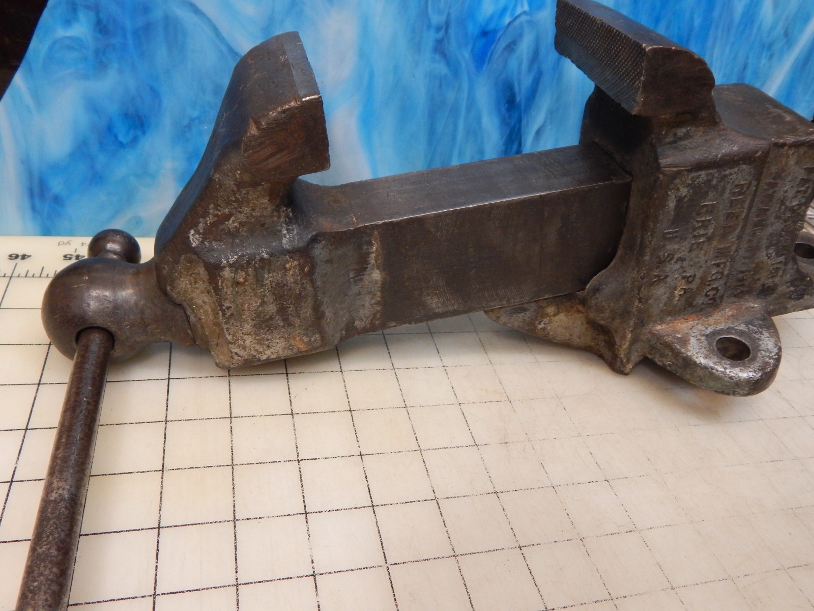 Reed 3" vise 103 Bench Vise Erie PA USA Antique tools 22lb. machinist iron work