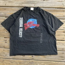Vintage 90’s Planet Hollywood Terminal Velocity Faded Black T Shirt Size XL