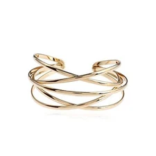  Boho Chunky Cuff Bracelet for Women,Gold/Silver/Rose gold Multi-layer Rold