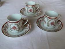 Mokkatasse Moccatasse Jaeger Bavaria , rot und Golddekor - 3 Stück