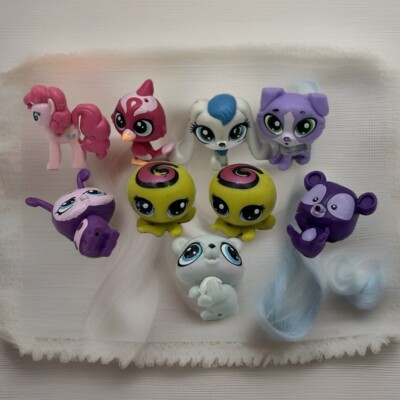Lot Of 9 LPS Littlest Pet Shop Animals Including Pony Bird Rabbit Cat Squids +++