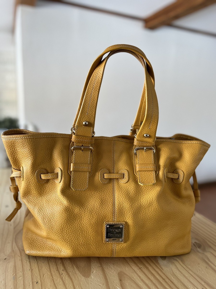 dooney & bourke mustard/yellow pebble leather tote bag (See Pics 