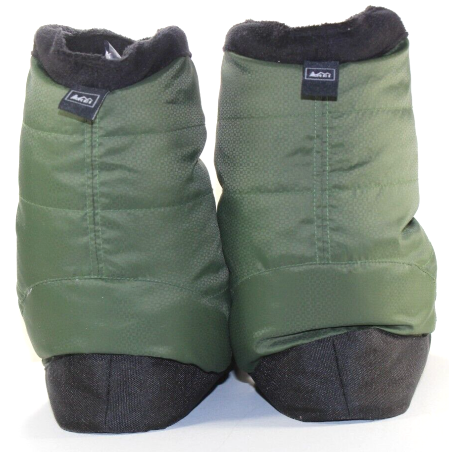 REI Men’s Duck Down Camp Booties sz MM Forest Green & Black Excellent