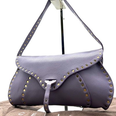 CELINE Accessory Pouch Triomphe Studs 11.8 inch Purple