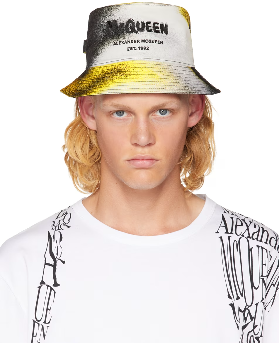 Alexander McQueen White Silhouette Logo Bucket Hat | M (58cm