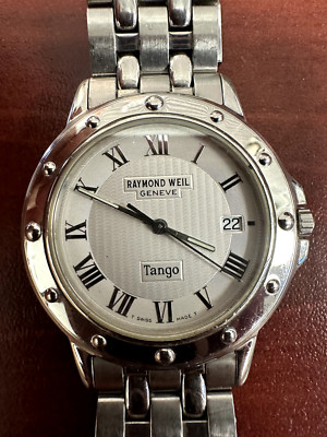 Men's Raymond Weil Geneve Tango Silver Tone Date Swiss Watch 5560 V081556