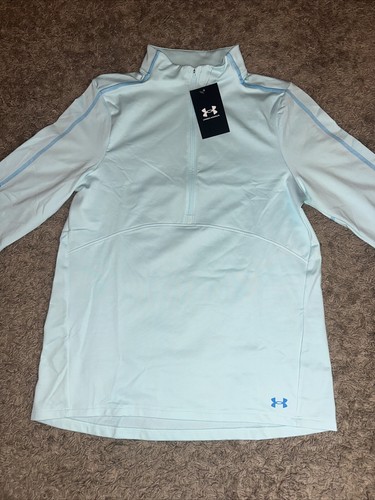 NEW Women's Under Armour Train Cold Weather 1/2 Zip Teal Blue Pullover Medium - Picture 2 of 7