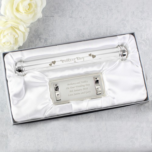 Porta Certificati Placcato Argento Giorno Matrimonio Personalizzato - Foto 3 di 5