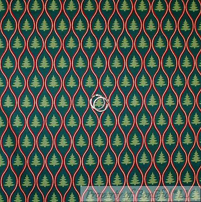 BonEful FABRIC FQ Cotton Quilt Green Red Xmas Dot Tree Forest Stripe Swirl SALE