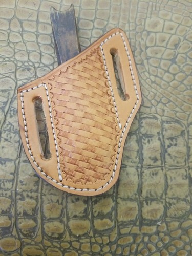 TRAPPER folding HUNTER LEATHER FOLDING POCKET KNIFE PANCAKE custom SHEATH Case X - Picture 5 of 8
