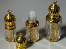 3ml High Quality Empty Glass Perfume Oil/Attar Bottles - Roll On/Gold Design UK
