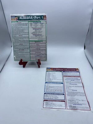 Algebra Part 1 & Equations Quickstudy Reference Guide pamphlet, Inc BarCharts