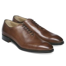Men's Bespoke Handmade Genuine Brown Leather One Piece Lace-Up Formal Shoes 7-17