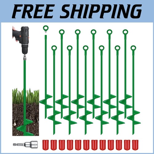 Versatile 18" Spiral Ground Anchors - Ideal for Garden, Trampolines & Tents