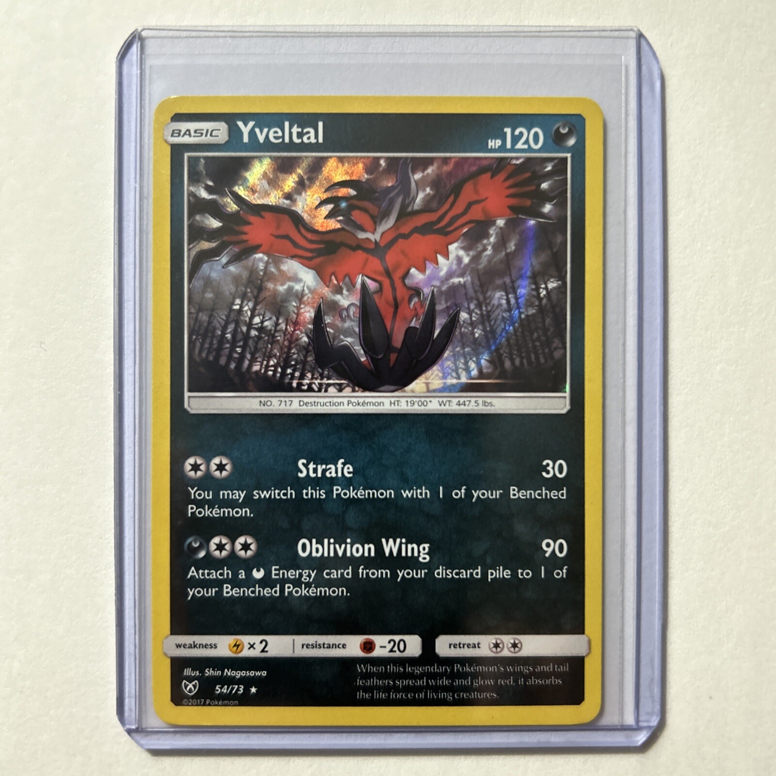 Yveltal 54/73 Holo Rare Pokemon Card Shining Legends 2017 LP-NM
