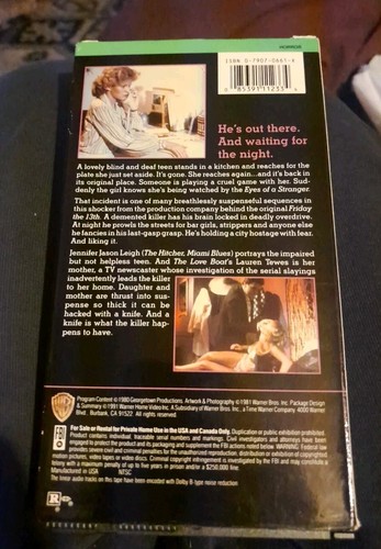 Eyes Of A Stranger VHS Horror 1980 Jennifer Jason Leigh RARE! - Picture 2 of 3