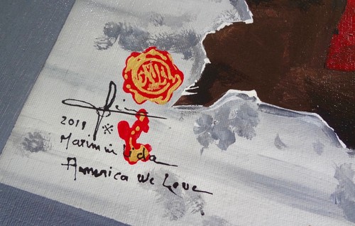 American Flag PAINTING "AMERICA WE LOVE" Original by Artist ORIGINAL . COA - Picture 2 of 11
