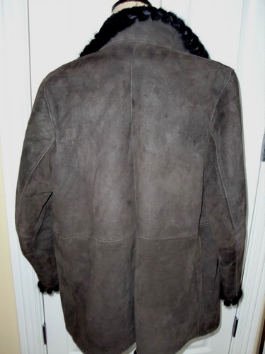USA Made Shearling Lambskin Shipskin Mink Trim Sleeves&Collar Coat Jacket size M - Picture 6 of 10
