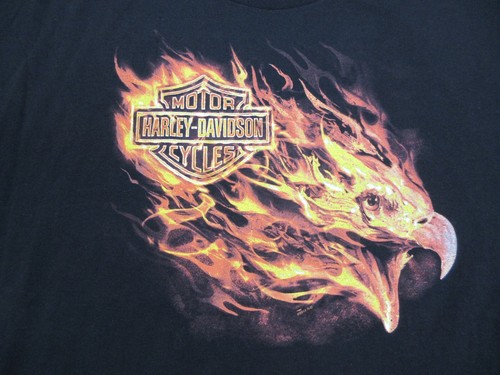 Harley Davidson Shirt Mens 3XL XXXL Black Flaming Eagle Motorcycle Bike Biker