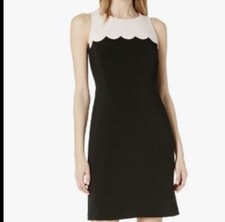 NWT - NINE WEST Women's Crepe A-Line Scalloped Dress - 20W - Black with White