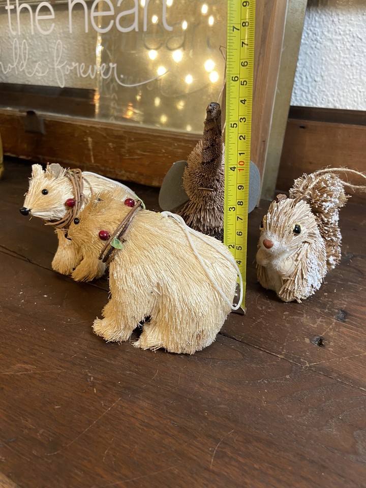 Sisal Bristle Bottlebrush Woodland Forest Animals Christmas Ornaments