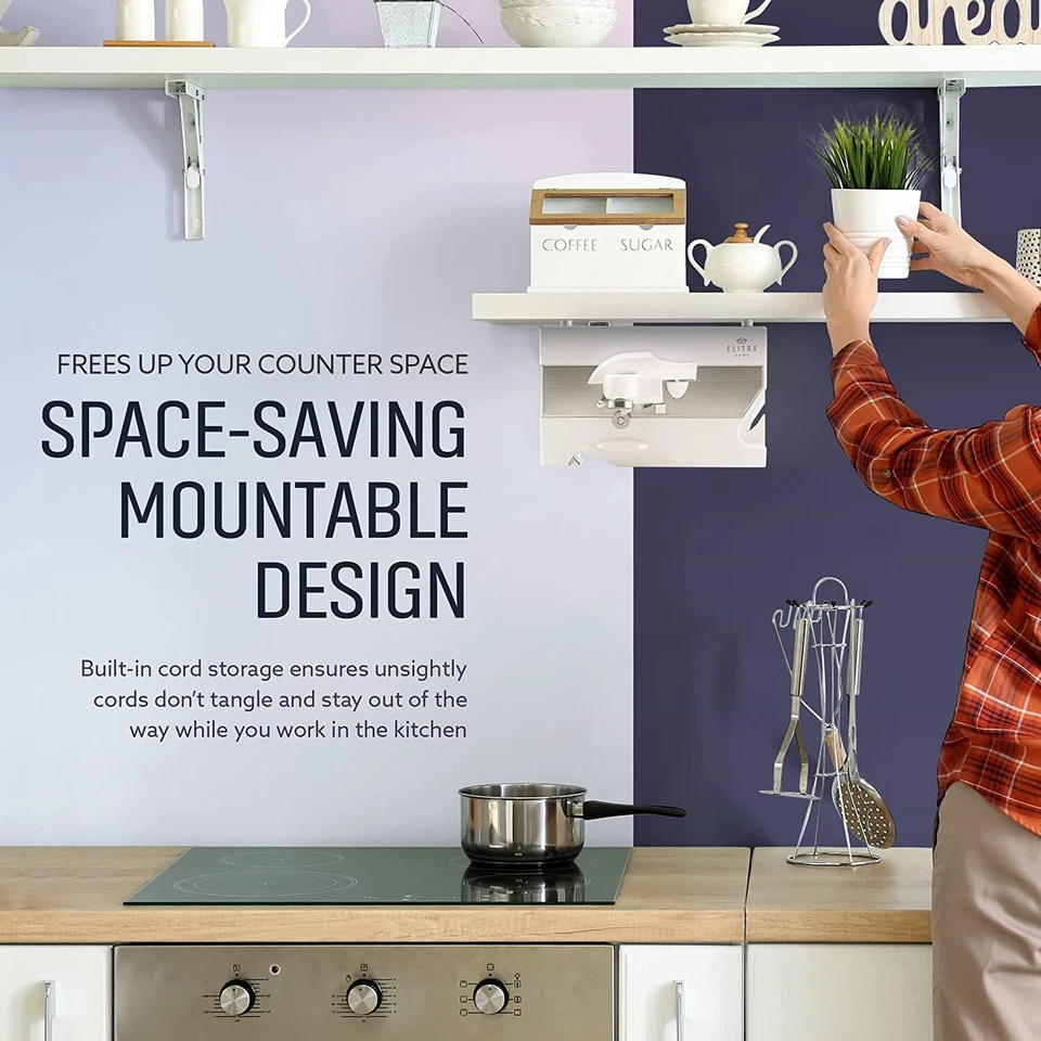 Abridor de latas eléctrico 3 en 1 debajo del gabinete, afilador de cuchillas, abrebotellas Foto 2 de 4