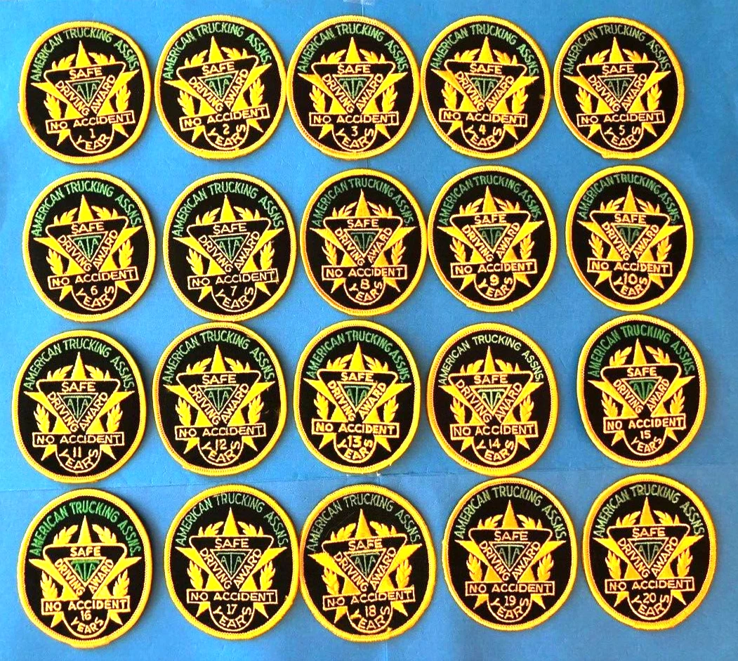 SET OF 1 - 20 AMERICAN TRUCKING ASSOCIATION SAFE DRIVING AWARD PATCHES ATA PATCH