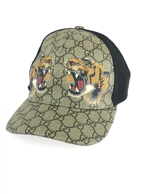 Casquette de baseball GUCCI Tiger Print GG Supreme 426887 M 58 cm taille occasion