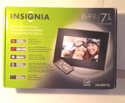 Insignia Digital Picture Frame 7'' Wi-Fi NS-DPF7G Black 16:9 Format W/ Remote New