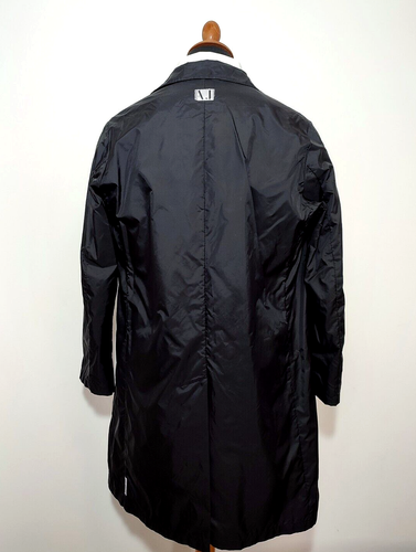 Armani Rain Jacket Women US12 IT46 D42 Black Nylon Elegant Long Coat Trench Top - Picture 5 of 10