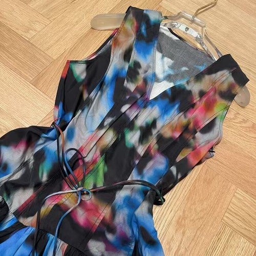 Ulla Johnson Midikleid Damen V-Ausschnitt Kontrastierend Slim A-Linie - Bild 6 von 11