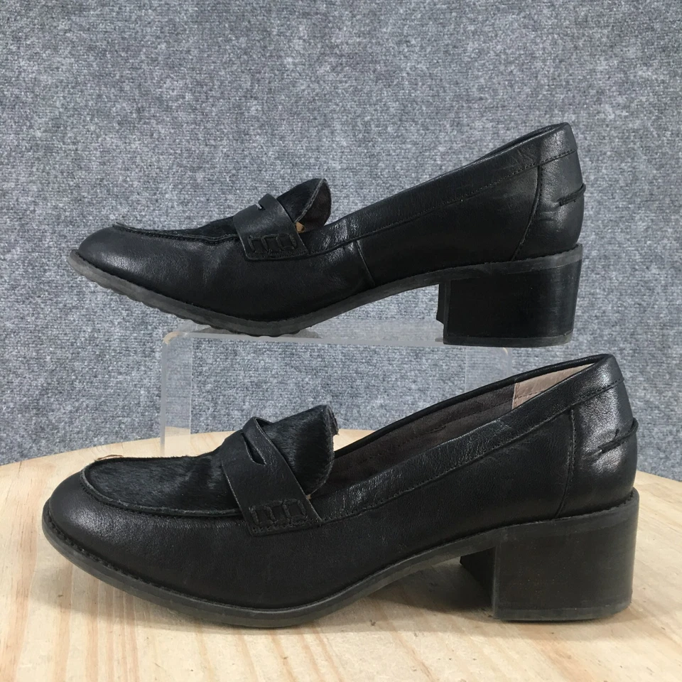 Zapatos de salón Me Too para mujer 10 M Darra Penny mocasines cuero negro tacón informales Foto 2 de 4