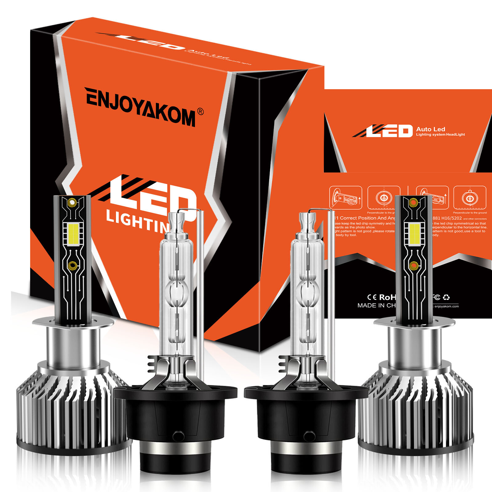 H1 D2S LED HID Headlight Bulbs High Low 6500K For Mercedes-Benz E300 1996-1996