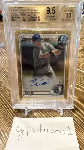 2020 Bowman Chrome 1st Bobby Witt Jr Auto Gold Refractor /50 BGS 9.5 AUTO 10