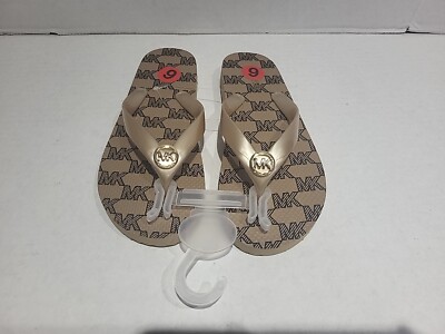 Michael Kors  Women's Outline  MK Flip Flop Slide. Black Multi Size 6 New 