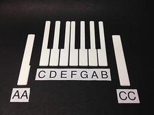 Single Piano Keytop/Key Top, Gloss White, pick A,B,C,D,E,F,G,AA,CC