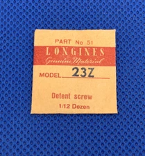 Longines 23Z Part # 5443 Set Lever / Detent Screw. (1) Sealed. NOS. 60-50 R