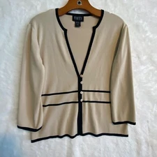 FINITY women's medium CARDIGAN taupe and black Neutral Business Casual