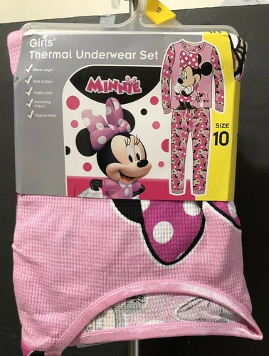 MINNIE MOUSE GIRLS THERMAL SHIRT AND PANT SET SIZE 10 LONG SLEEVE UNDERWEAR NIP