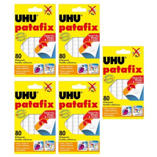 5 x UHU patafix weiß, wieder ablösbare Klebepads, 5 x 80 Stück - Bild 1 von 1