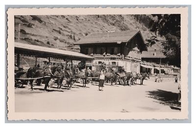 Zermatt Schweiz 1962 - Bahnhof Kutschen Cafe - altes Foto 1960er
