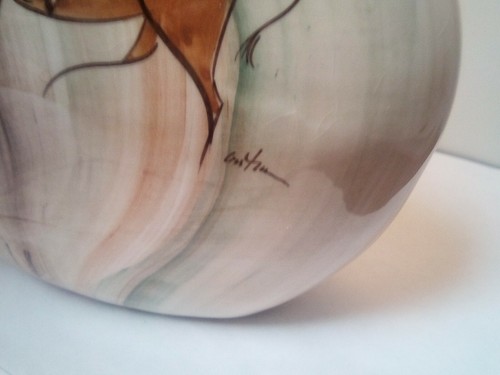 Babbacombe Keramik "Lauriana Studio" Range VASE mit Auerochse/Bison signiert - Bild 2 von 8