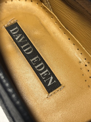 David Eden Men's Black Pebble Grain Leather Moccasin Loafers - Size 9/US 42/EU - Picture 8 of 12