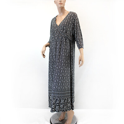 Catherines Plus Size Black/White FAUX-WRAP MAXI DRESS 1X 18/20