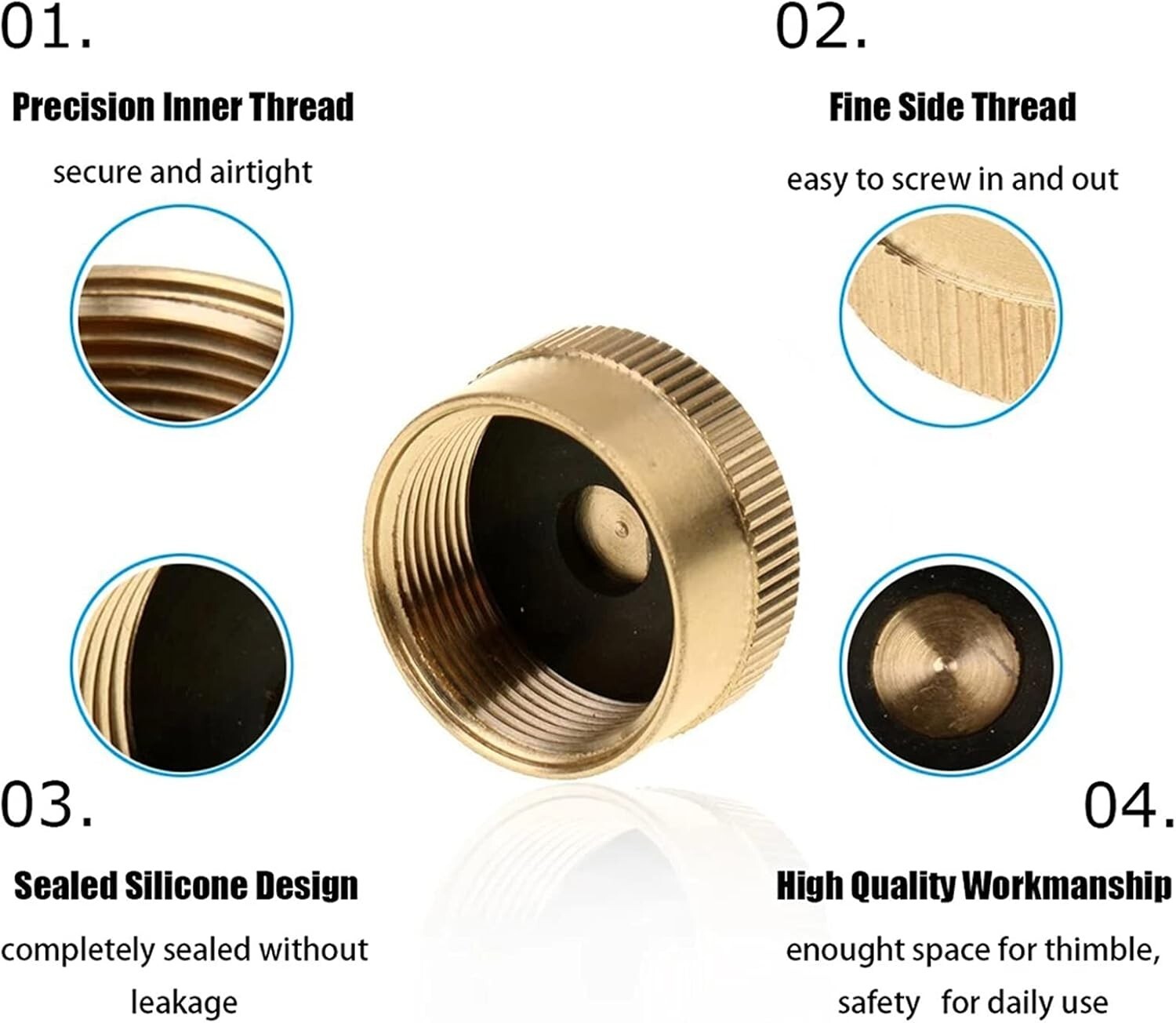 12Pcs Solid Brass Propane Bottle Caps 1 LB Universal Gas Tank Sealers - Durable