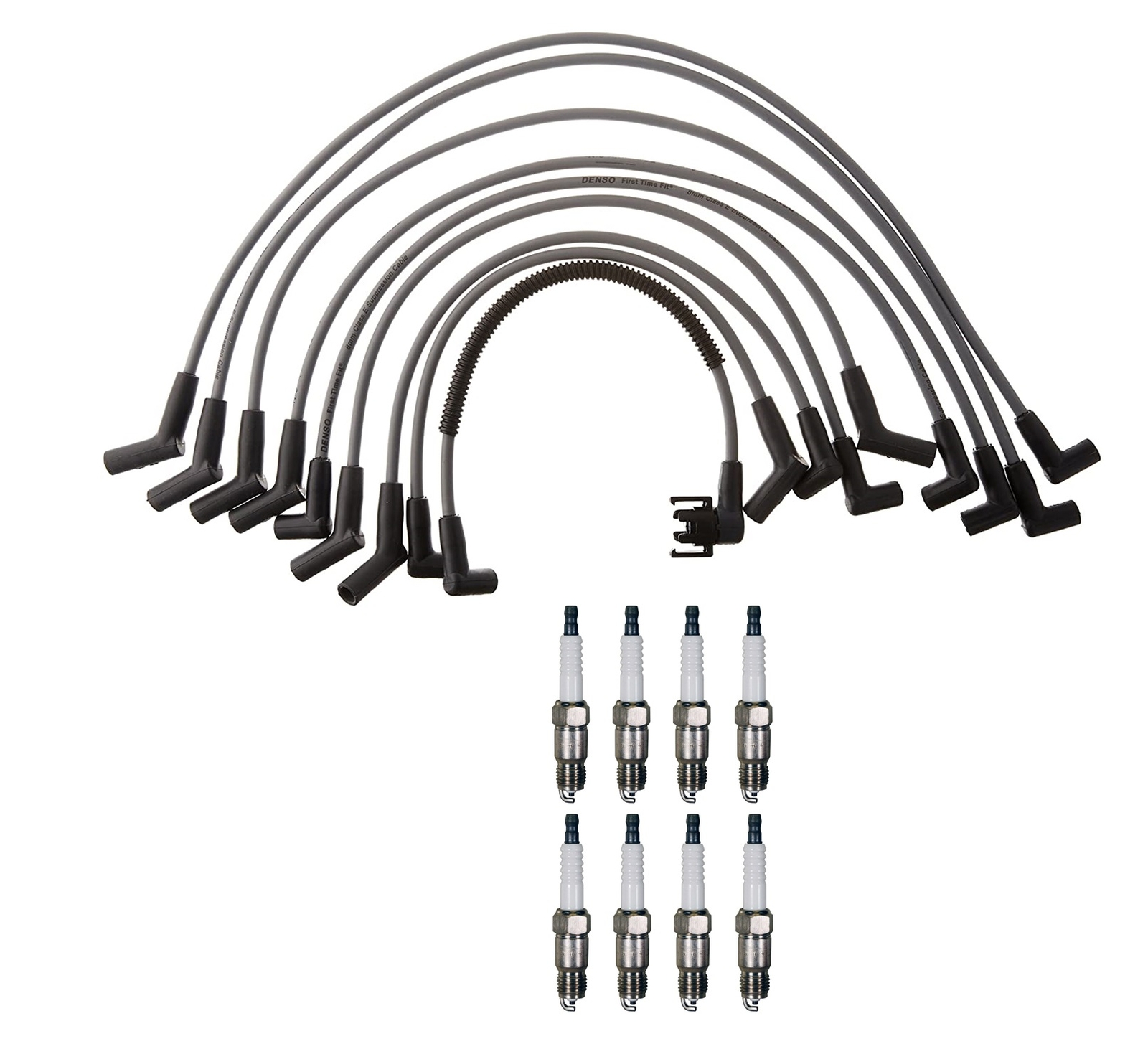 Denso Wire Set 8mm  8 U-Groove Spark Plug 0.035 Kit For Ford 5.8L V8 VIN H