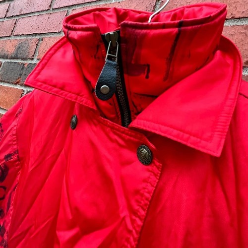Cappotto invernale vintage anni 90 NILS skiwear rosso vibrante e nero taglia 10/M raro - Foto 3 di 16